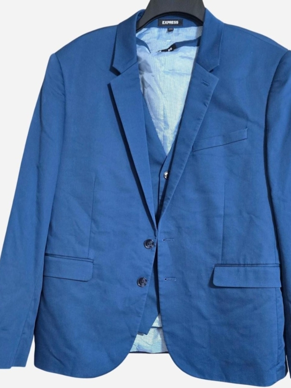 Express Men’s Slim Blue Cotton Blend Suit